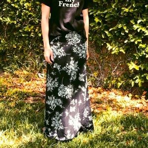 Banana Republic Floral Maxi Long Skirt Black White Petite 10